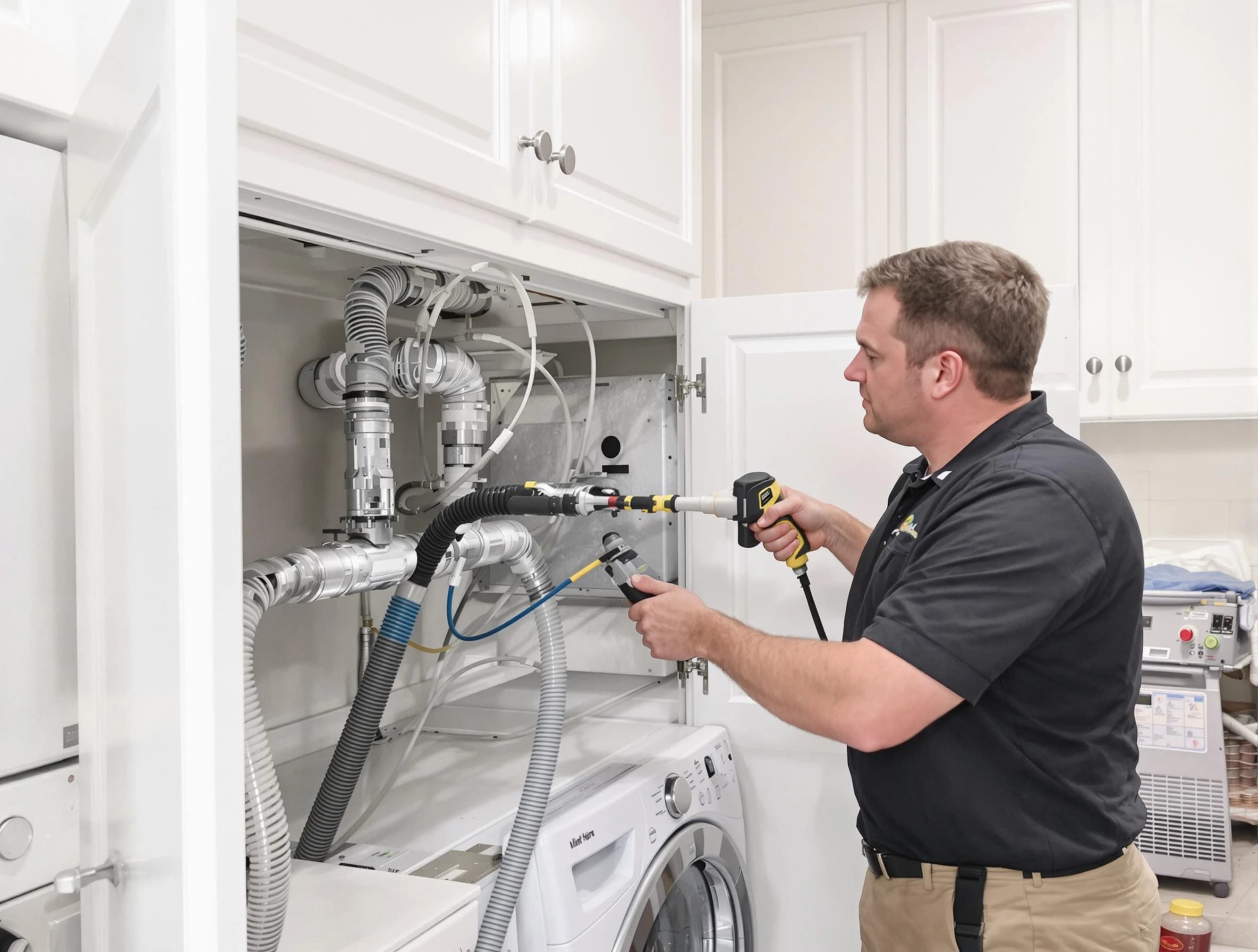 Saratoga Springs Dryer Vent Cleaning professional removing severe blockage from a clogged dryer vent in Saratoga Springs