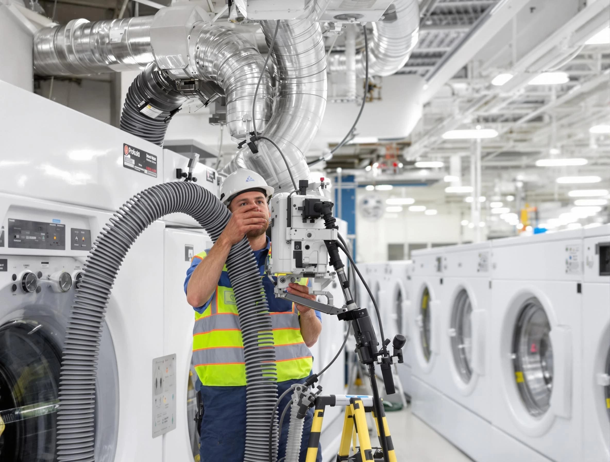 Saratoga Springs Dryer Vent Cleaning team performing commercial-grade dryer vent cleaning at a business facility in Saratoga Springs
