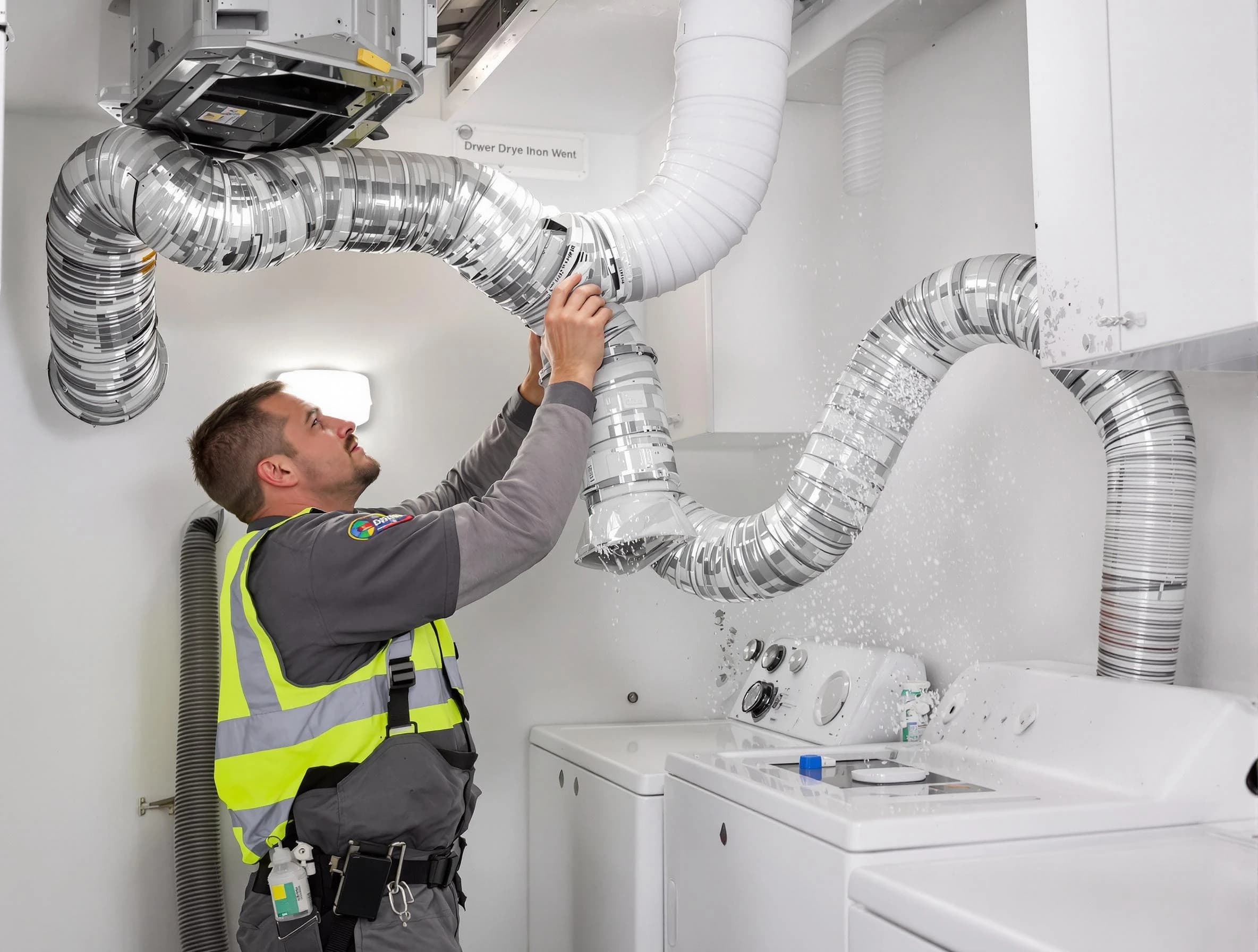 Saratoga Springs Dryer Vent Cleaning technician performing detailed dryer exhaust vent cleaning at a home in Saratoga Springs