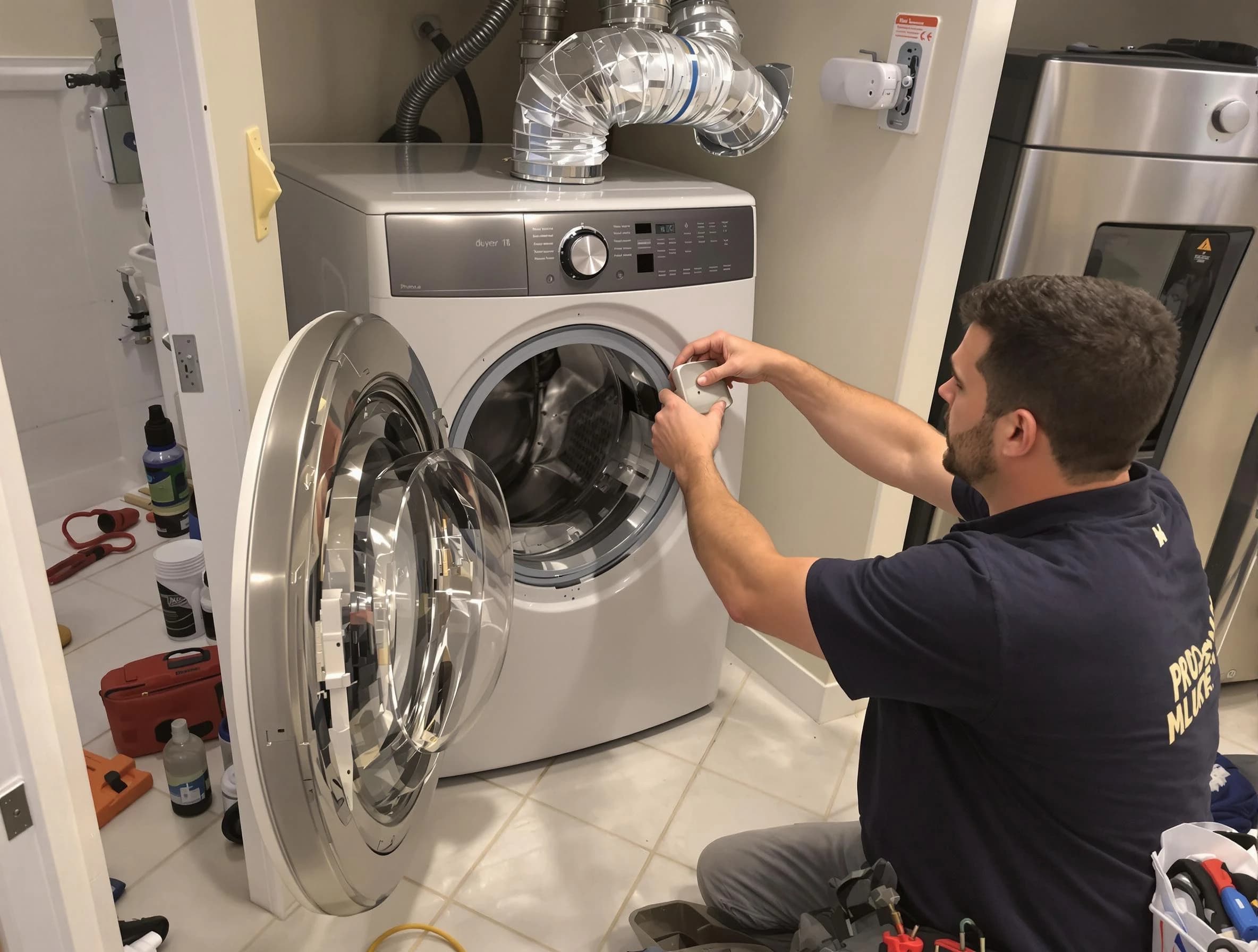 Saratoga Springs Dryer Vent Cleaning technician performing precise dryer vent hose installation in Saratoga Springs