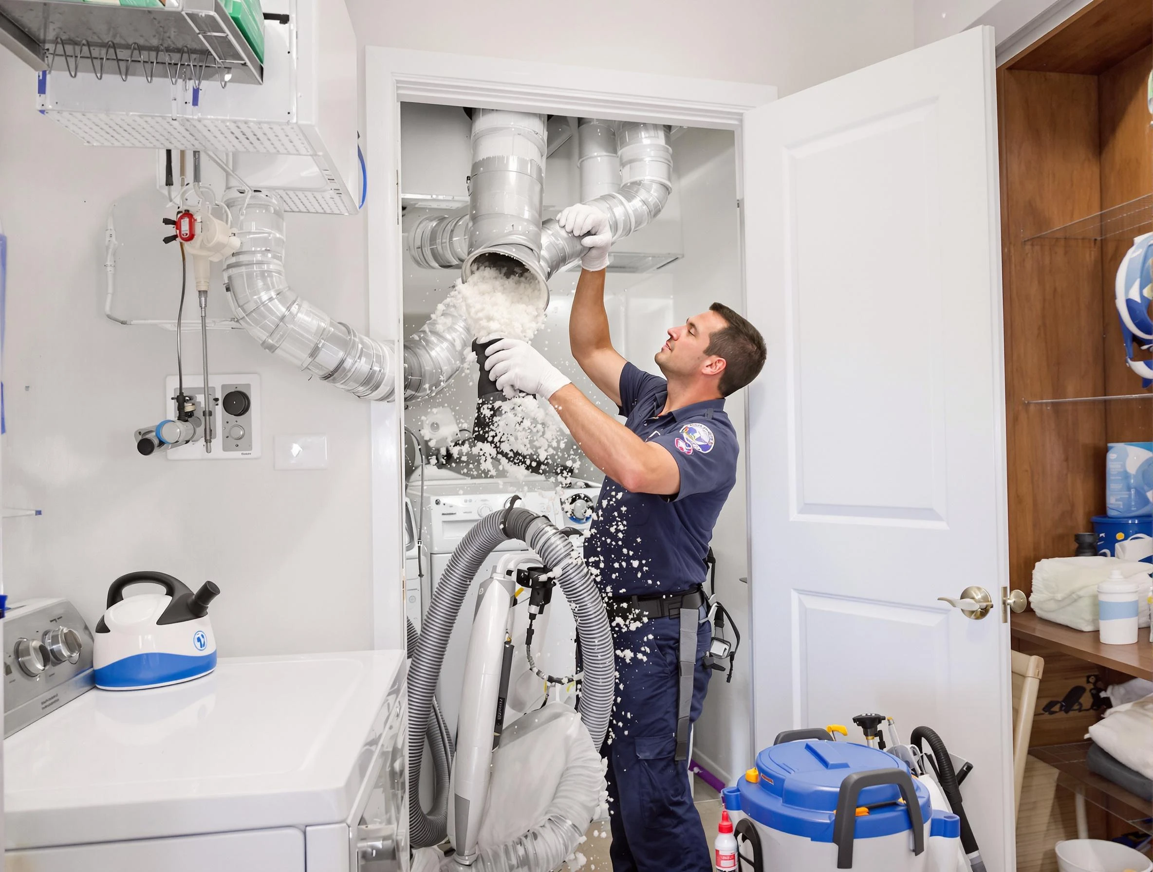 Saratoga Springs Dryer Vent Cleaning technician delivering thorough residential dryer vent cleaning service in Saratoga Springs